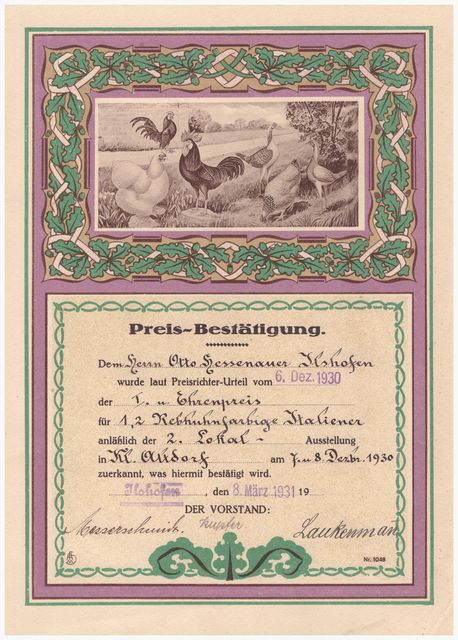 Urkunde 1930